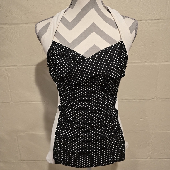 Sheridyn Swim Women's Marilyn Boyleg One Piece Swimsuit US Size 12 Black/White. - Picture 1 of 12